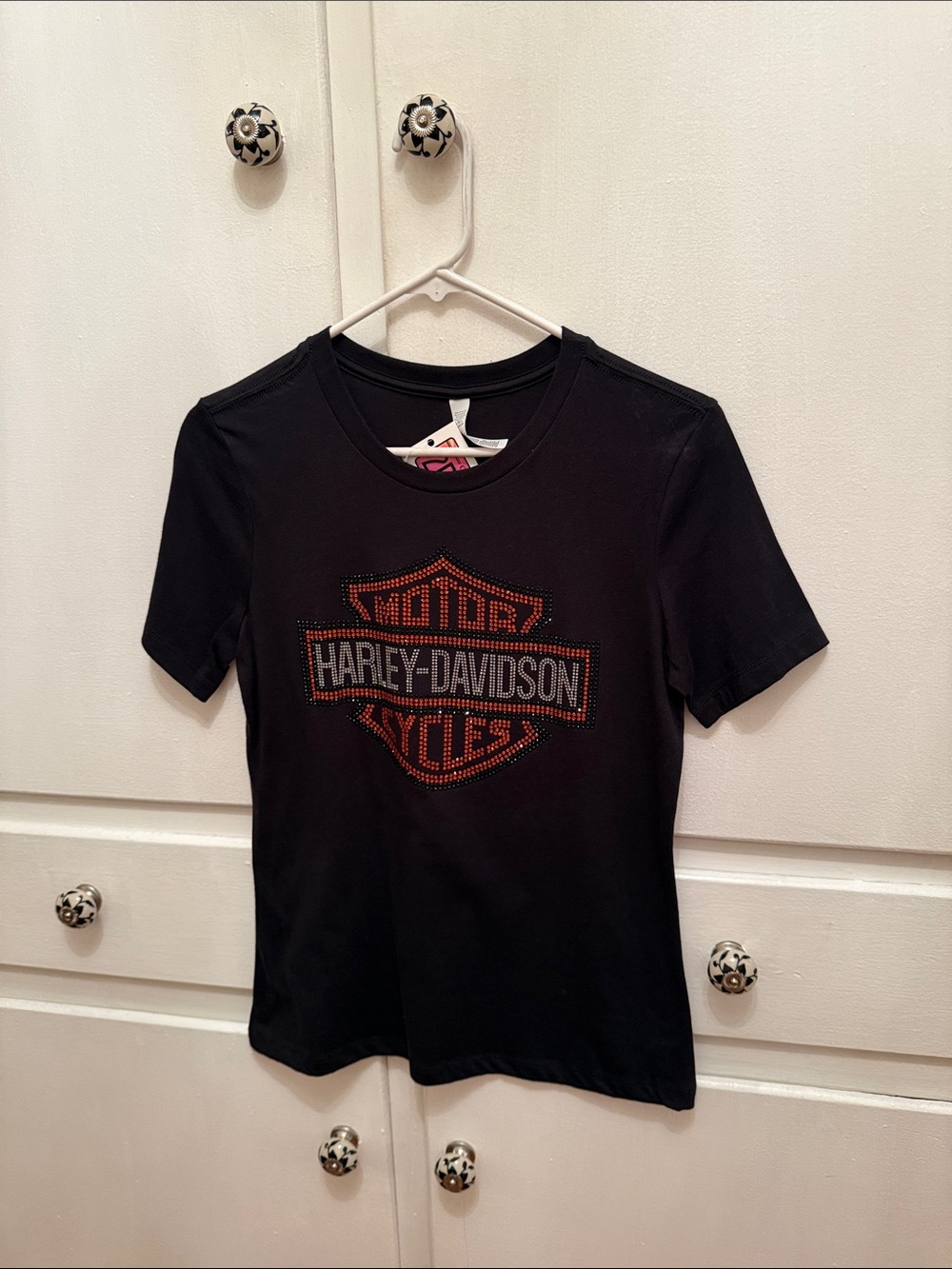Harley-Davidson Black Short Sleeve Tee with Rhinestone Logo Small